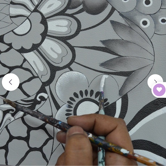 Anuschka Hand-Painted Leather Shoulder Bag in Patchwork Pewter.  NWOT - Picture 14 of 14